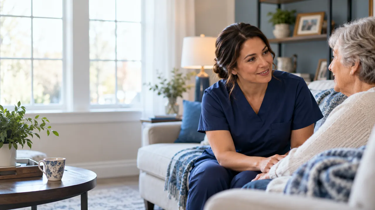 Caregiver in conversation with a client